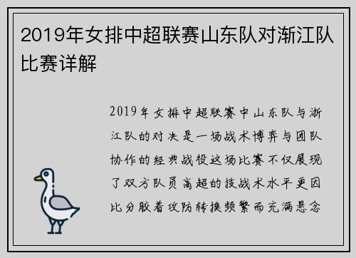 2019年女排中超联赛山东队对渐江队比赛详解